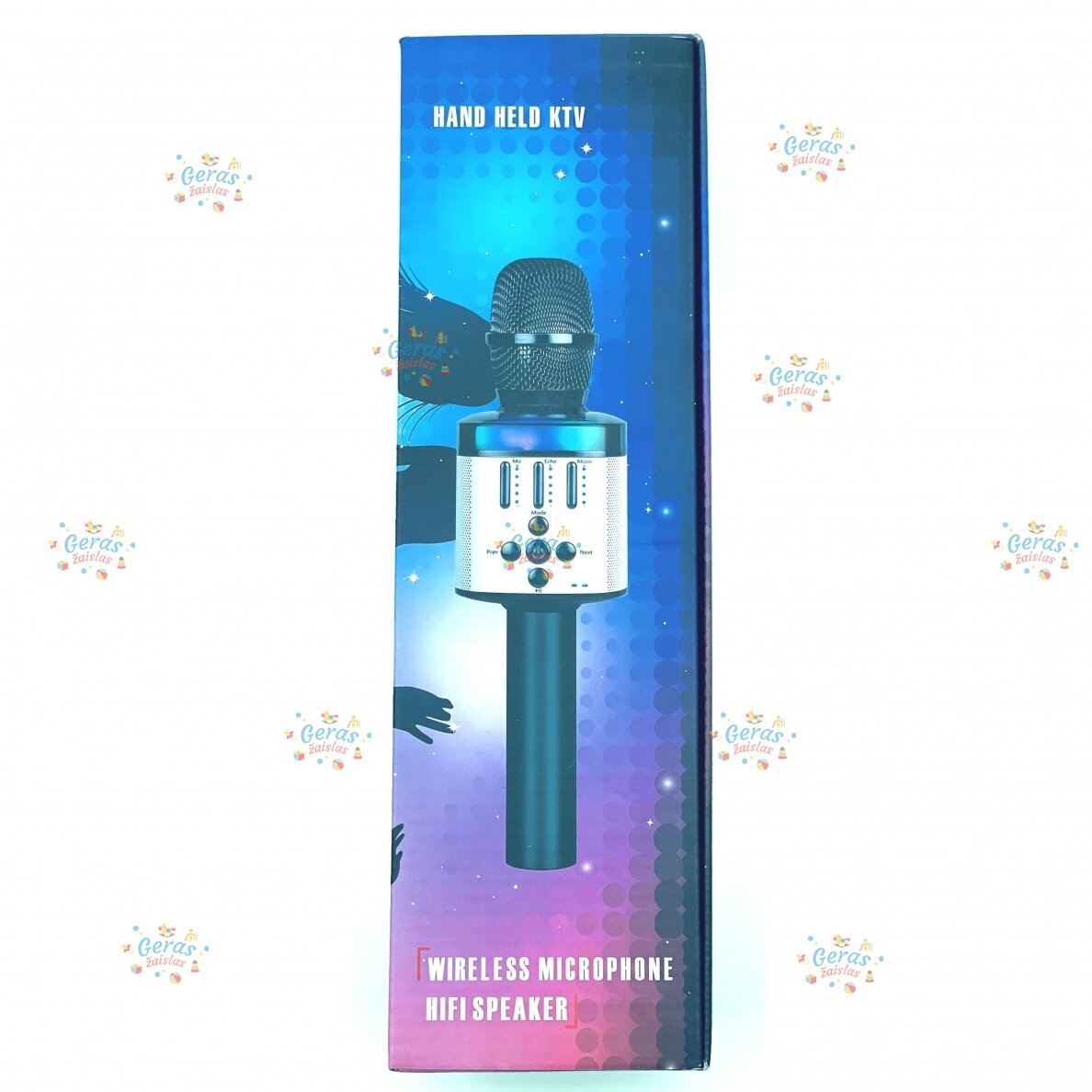 Belaidis Bluetooth Karaoke mikrofonas Q136 Su šviesos efektais 7