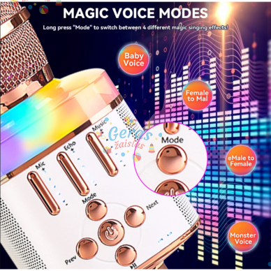Belaidis Bluetooth Karaoke mikrofonas Q136 Su šviesos efektais 4 Belaidis Bluetooth Karaoke mikrofonas Q136 Su šviesos efektais 4