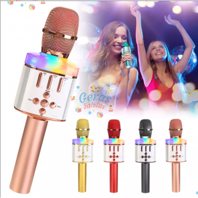 Belaidis Bluetooth Karaoke mikrofonas Q136 Su šviesos efektais 6 Belaidis Bluetooth Karaoke mikrofonas Q136 Su šviesos efektais 6