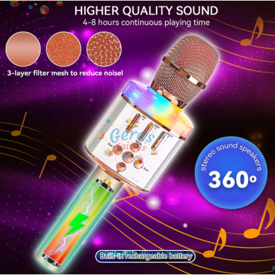 Belaidis Bluetooth Karaoke mikrofonas Q136 Su šviesos efektais Belaidis Bluetooth Karaoke mikrofonas Q136 Su šviesos efektais