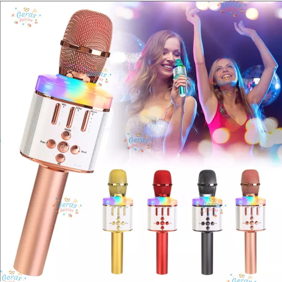 Belaidis Bluetooth Karaoke mikrofonas Q136 Su šviesos efektais 6 Belaidis Bluetooth Karaoke mikrofonas Q136 Su šviesos efektais 6