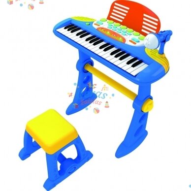 Pianinas su kėdute ir mikrofonu vaikams, rožinis 4