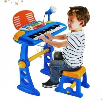 Pianinas su kėdute ir mikrofonu vaikams, rožinis 5