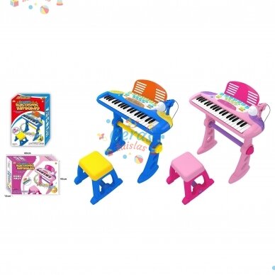 Pianinas su kėdute ir mikrofonu vaikams, rožinis 8
