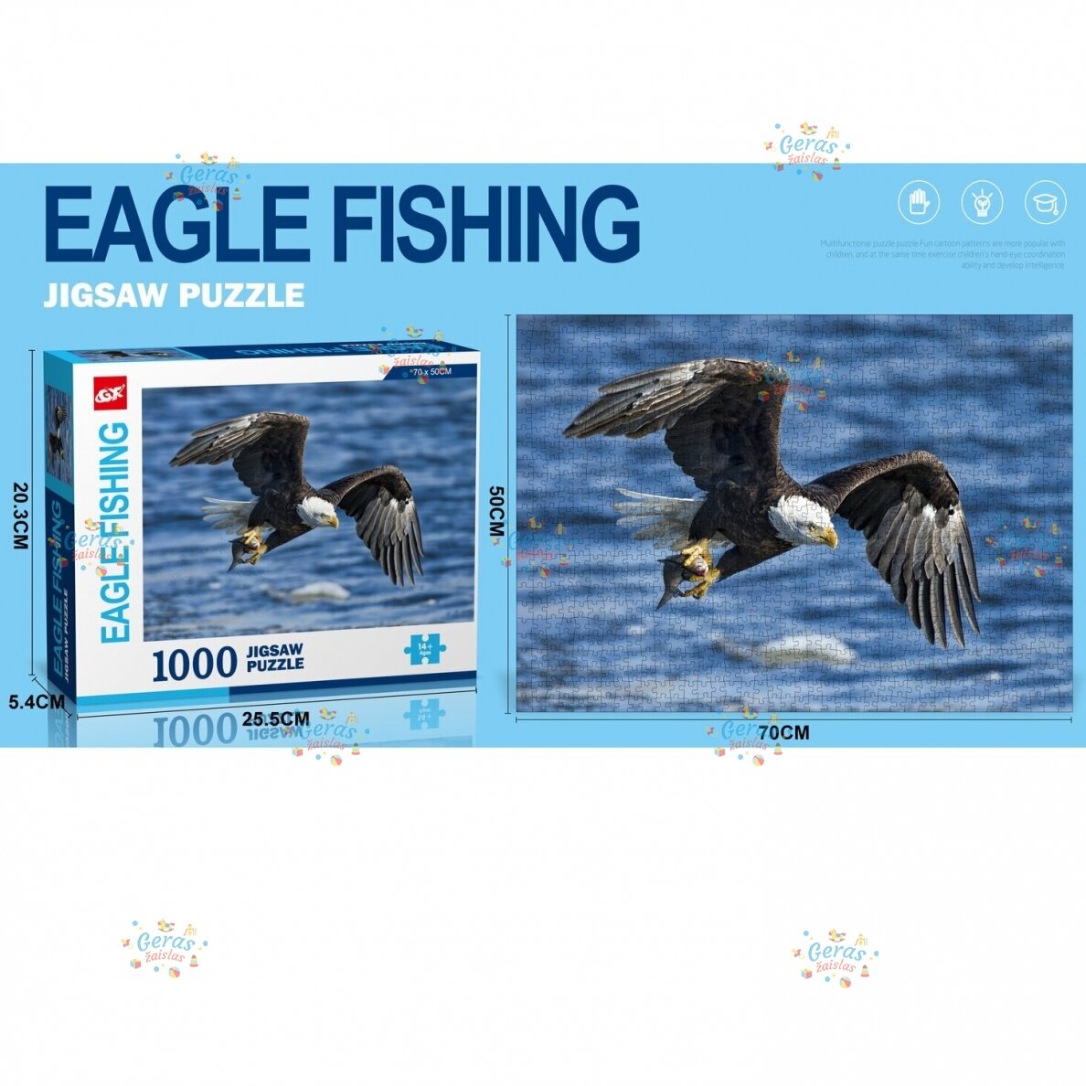 Dėlionė Jigsaw Puzzle Eagle Fishing, 1000 det Dėlionė Jigsaw Puzzle Eagle Fishing, 1000 det