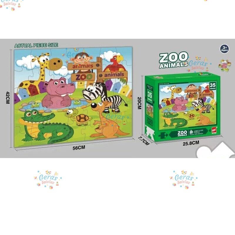 Dėlionė Jumbo Floor Puzzle Zoo Animals, 35 det 2