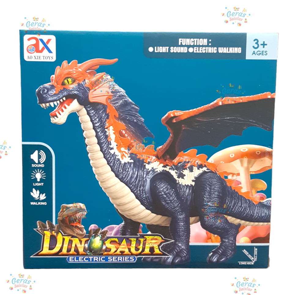 Drakonas su šviesos ir garso efektais Ao Xie Toys, mėlynas 3