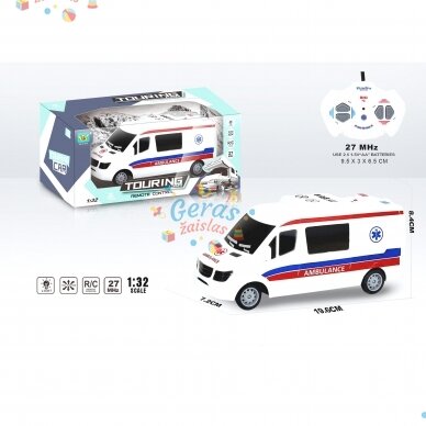 Greitosios pagalbos automobilis 1:32 su nuotolinio valdymo pultu Greitosios pagalbos automobilis 1:32 su nuotolinio valdymo pultu