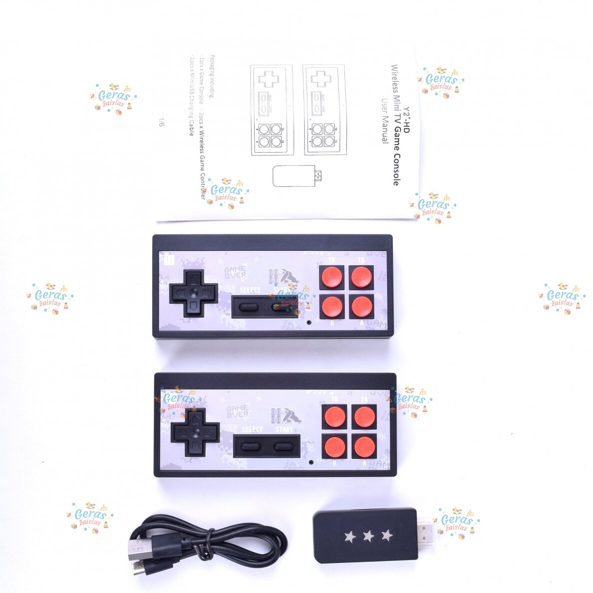 HDMI Jungties TV konsolė su 638 Skirtingais Retro Žaidimais ir belaidžiais valdymo pultais 2