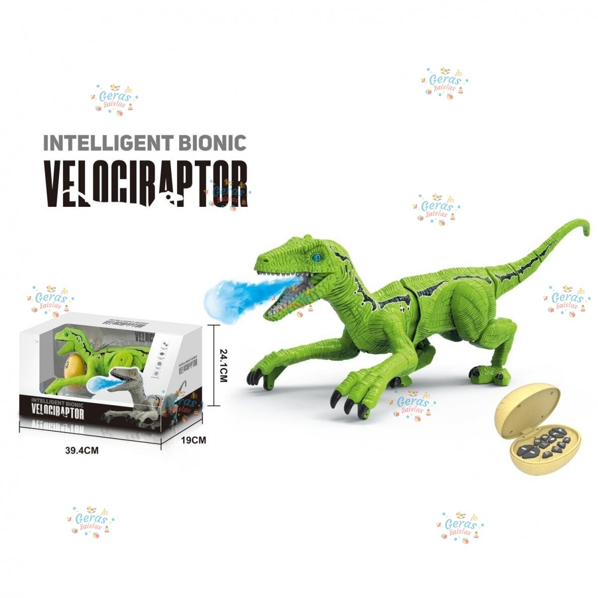 Interaktyvus dinozauras robotas su nuotolinio valdymo pultu Interaktyvus dinozauras robotas su nuotolinio valdymo pultu