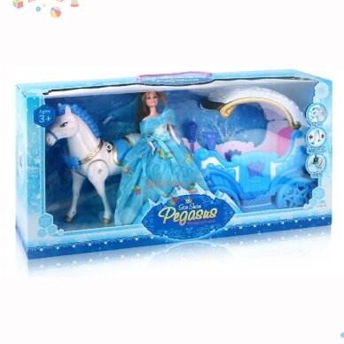 Lėlė su karieta ir einančiu sparnuotu arkliu „Ice Snow Pegasus“, 3+ 1