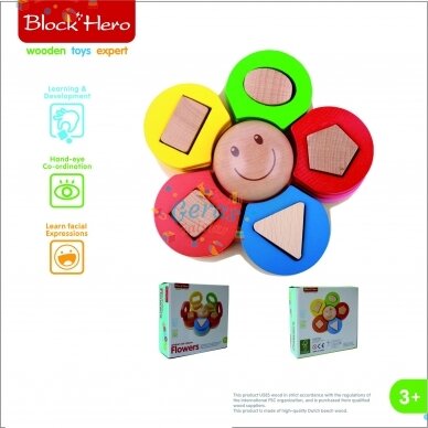 Medinė edukacinė dėlionė Gėlytė Block Hero Medinė edukacinė dėlionė Gėlytė Block Hero