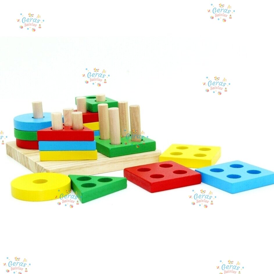 Medinių piramidžių rinkinys 4 in1 1