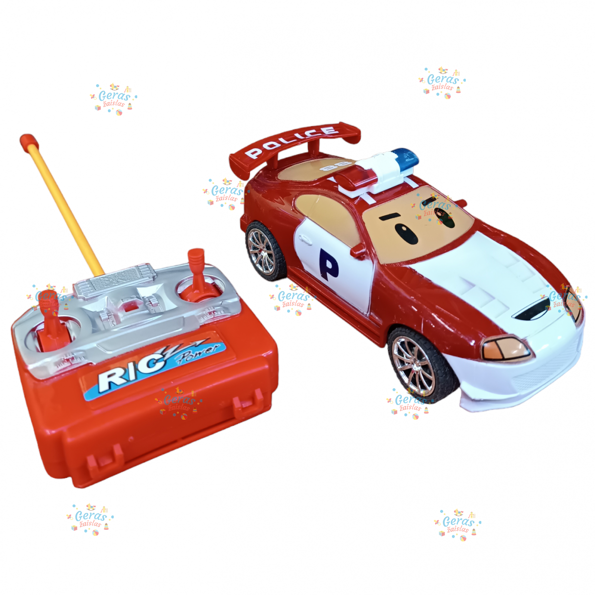 Radijo bangomis valdomas automobilis policijos automobilis, raudonas