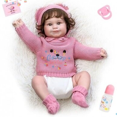 Realistiškos išvaizdos lėlė kūdikis Hoomai Doll, rožinis 2 Realistiškos išvaizdos lėlė kūdikis Hoomai Doll, rožinis 2