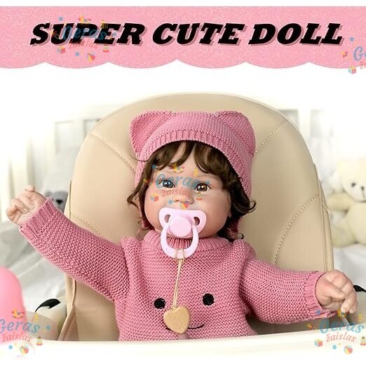Realistiškos išvaizdos lėlė kūdikis Hoomai Doll, rožinis 4