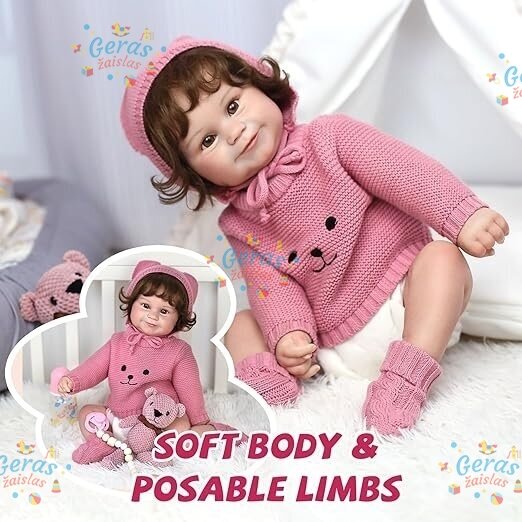 Realistiškos išvaizdos lėlė kūdikis Hoomai Doll, rožinis 5