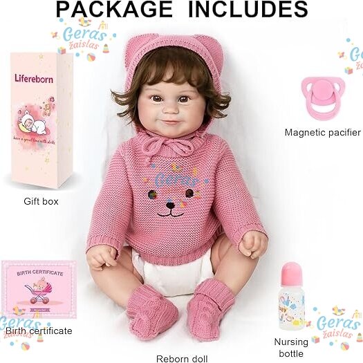 Realistiškos išvaizdos lėlė kūdikis Hoomai Doll, rožinis 7 Realistiškos išvaizdos lėlė kūdikis Hoomai Doll, rožinis 7
