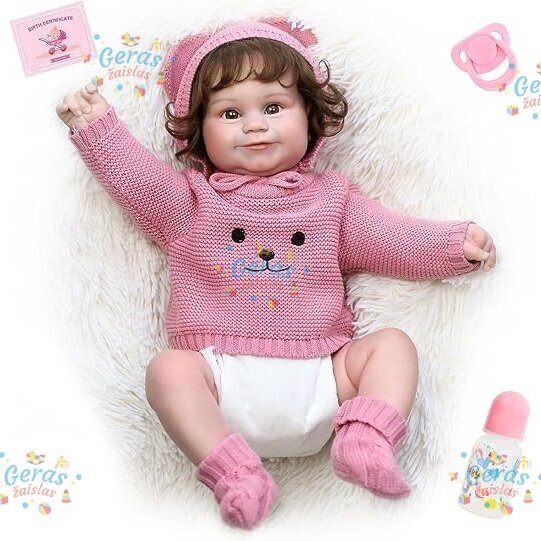 Realistiškos išvaizdos lėlė kūdikis Hoomai Doll, rožinis 2 Realistiškos išvaizdos lėlė kūdikis Hoomai Doll, rožinis 2