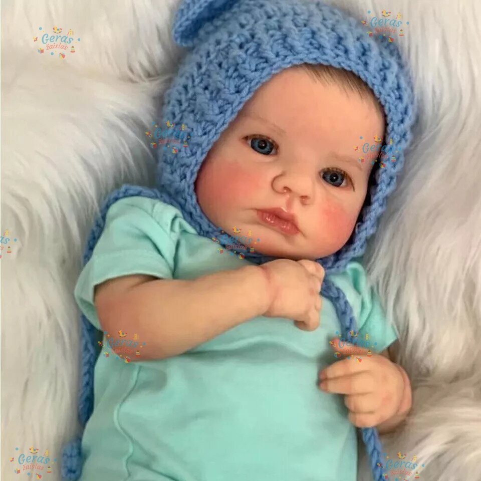 Realistiškos išvaizdos lėlė kūdikis Hoomai Doll, mėlynas 2