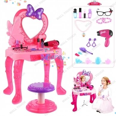 Rožinis grožio staliukas su kėdute 1