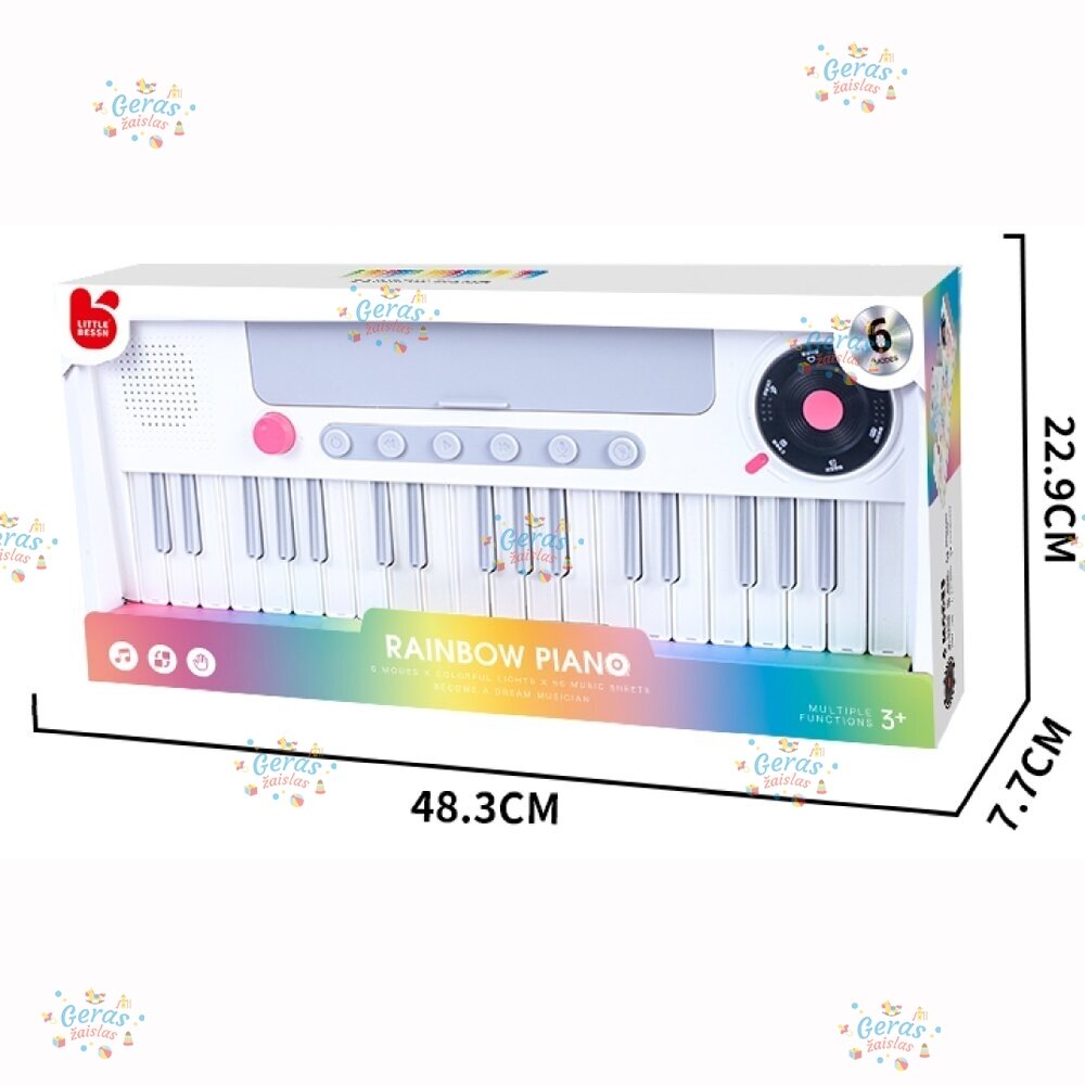 Šviečiantis elektroninis pianinas vaikams Rainbow Piano, 6 režimai, 40 dainų 1 Šviečiantis elektroninis pianinas vaikams Rainbow Piano, 6 režimai, 40 dainų 1