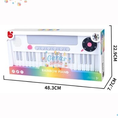 Šviečiantis elektroninis pianinas vaikams Rainbow Piano, 6 režimai, 40 dainų 1 Šviečiantis elektroninis pianinas vaikams Rainbow Piano, 6 režimai, 40 dainų 1