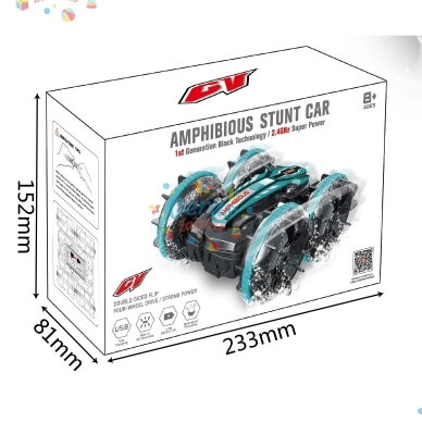 Valdomas amfibijos triukų automobilis „Amphibious Stunt Car“ su pulteliu ir riešo valdymu, 8+ 1