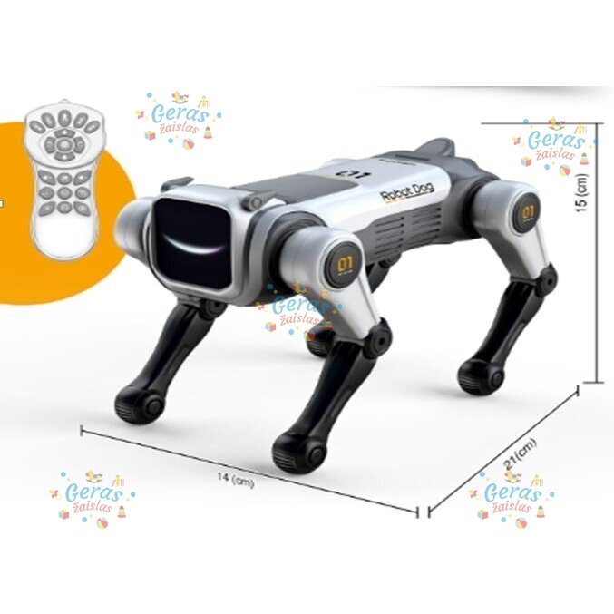 Valdomas robotas šuo su balso komandomis ir 2,4 GHz pulteliu, 8+ Valdomas robotas šuo su balso komandomis ir 2,4 GHz pulteliu, 8+