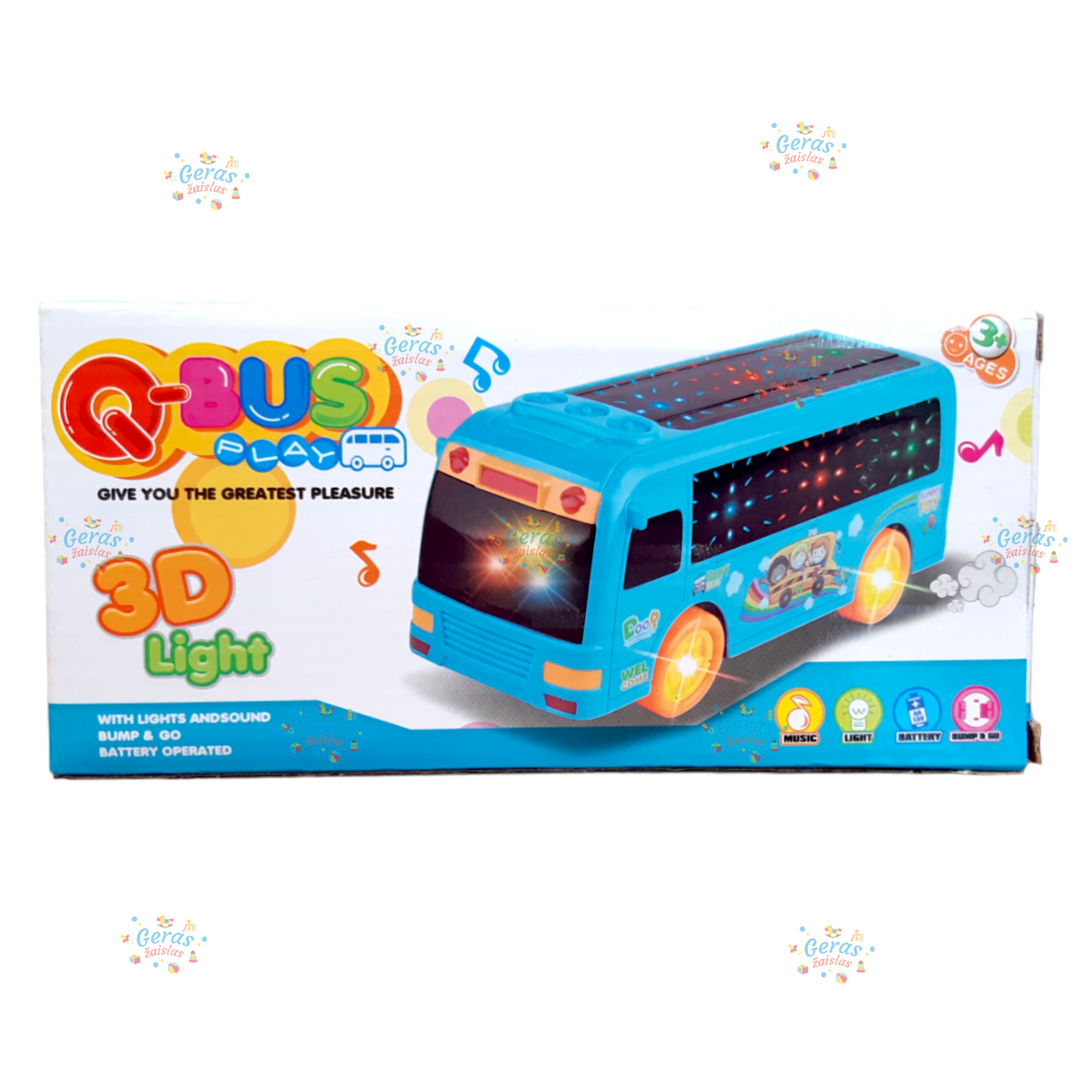 Muzikinis autobusas su 3D šviesomis, mėlynas 20